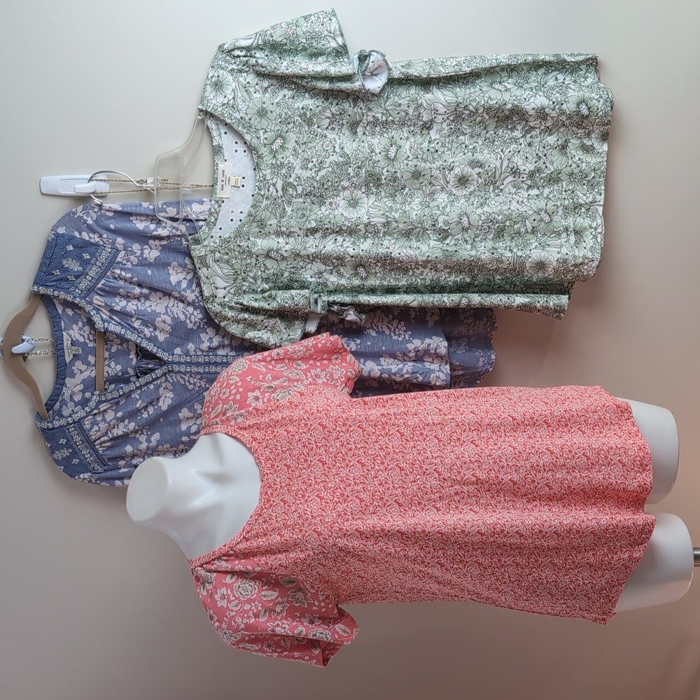 Lucky Brand Blue Floral Long Sleeve Blouse tops BUNDLE LOT Medium  NEW Top